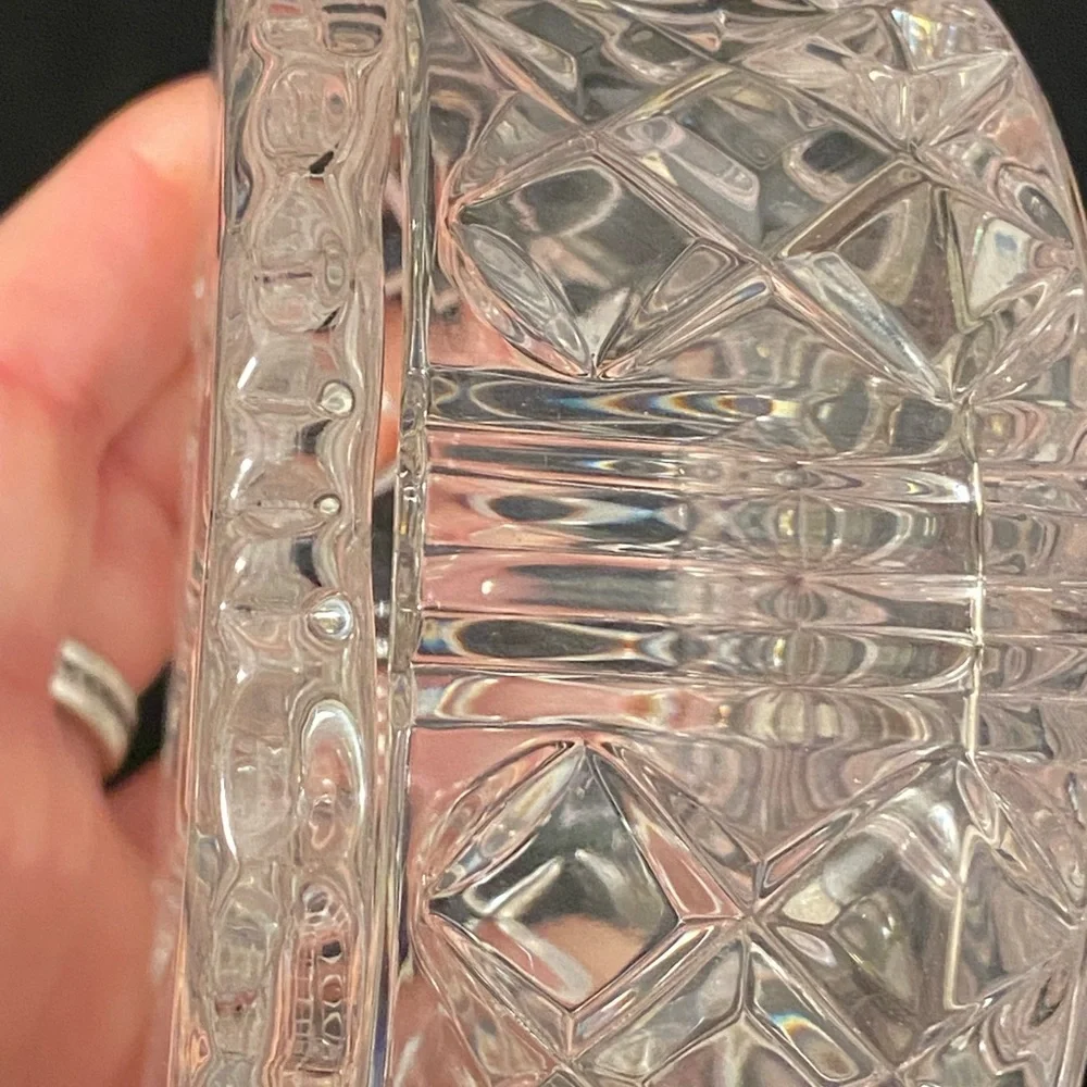 Wedgwood Crystal Glass Jewelry/Powder Covered Round Bowl Cube Cut D-4